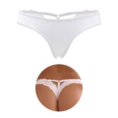 ohyeahlady Weiß String Tanga Damen Sexy Dessous Spitze Seamless Thong Unterwäsche Frauen Atmungsaktiv Brazilian Slip Panty Bikini Unterhosen Panty Große Größen Hipster Weiß,S