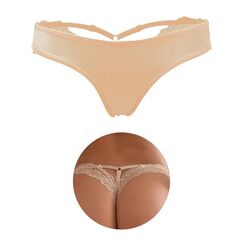 String Tanga Spitze Damen Sexy Brazilian Slip Große Größen Unterhosen übergröße String mit Spitze Unterwäsche für Mollige Frauen Low Rise Hipster Höschen Atmungsaktive Thong T-Back Panties XL,Beige