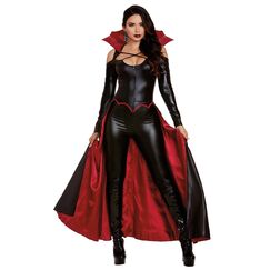 Dreamgirl Erwachsenenkostüm Vampir für Damen, moderner Gothic-Stil, weiblicher Vampir, Prinzessin der Dunkelheit, Halloween-Kostüm, Schwarz/Rot, S