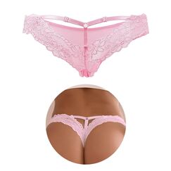 comeondear Sexy String Tangas für Mollige Frauen Brasilien Slip Damen Spitze Große Größe Erotische Höschen Nahtlos Dessous Unterwäsche Curvy Übergröße Unterhosen Niedrige Taille Thongs Women(Rosa,L)