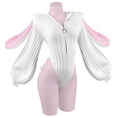 KORURACLUB Cosplay Sexy Bunny Outfit Weiß Cosplay Dessous für Damen Tierkostüme Bunny Bodysuit (L-XL)