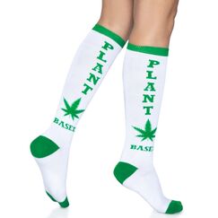 LEG AVENUE Damen Kniestrümpfe auf Pflanzenbasis. Strumpfhose, weiß/grün, Einheitsgröße