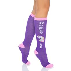 LEG AVENUE Unisex 5621-10122 Horny Af Kniestrümpfe, O/S, Mehrfarbig Kostüme in Erwachsenengröße, Multi, One Size