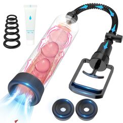 Penispumpe, männliches Sexspielzeug für Männer, manueller Penis – Pumpen und Vergrößerungsgeräte, Penisvergrößerung für größere Erektionen mit Masturbator-Cup und 2 Saughülsen und 6 Penisringen