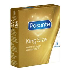 Pasante King Size, extra große Kondome mit 60mm Breite und 200mm Länge - ideal für Männer, die mehr Platz brauchen, 1 x 3 Stück