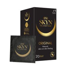 SKYN Original Kondome 20 Stück - SKYNFEEL Latexfreie für Männer, Normale Größe, Stark und Dünn, Glatte Gerade Form, Geschmiert, 53 mm Breit