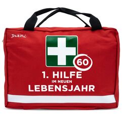 Dakita Erste-Hilfe Tasche zum 60. Geburtstag – Lustiges Geschenk für Männer & Frauen – 28×18×8 cm – rot, ohne Inhalt