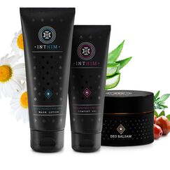 IntHim Entzündungshemmende Intimpflege Männer Set - Intim Waschlotion Herren + After Shave Intim Creme für Männer + Anti-Scheuer Deocreme - pH-Hautneutral, Frei von Parabenen