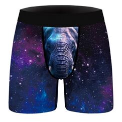 Aueyan, Lustige Boxershorts für Herren, Sexy Unterwäsche für Herren, Blaue Galaxie-Boxershorts, Lustige Elefanten-Unterwäsche, Trunk, Humorvolle Unterhose