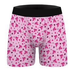 Aueyan, Lustiges Valentinstagsgeschenk für ihn, Freund, Herren-Unterwäsche, Slips, Geschenk, Pink, Boxer, Lustiges Herz-Engel, Grafik-Unterhose, Kein Beutel, Größe XL