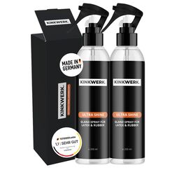 KINKWERK Ultra Shine 250ml | Shining Spray Hochglanz-Latexpflege & Anziehhilfe | Öl für Latex | Geruchslose Gummipflege mit reinem Silikonöl | Latex Pflege für intensiven Glanzeffekt (2x 250 ml)