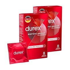 Durex Gefühlsecht Kondome – Hauchzarte Kondome für intensives Empfinden und innige Zweisamkeit – 16er Pack (1 x 16 Stück)