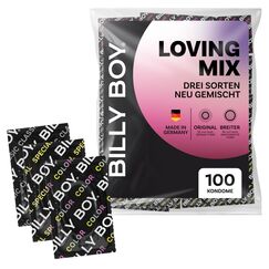 BILLY BOY Loving Mix 100er Kondommix | Passform: ORIGINAL (52mm) und BREITER (56mm) | verschiedene Sorten gemischt (1x100 Stück)