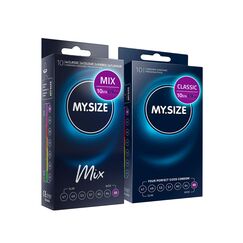 MY.SIZE Mix SET Größe 7, 69 mm: 10 Classic Kondome + 10 Kondome in 4 aufregenDen Sorten, mit Aroma, Farbe, Genoppt & Classic