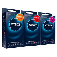 MY.SIZE Kondome - 3 x 10er set 57, 60, 64 mm 3x10 Stück extra dünn | mit Natürlichem Hautgefühl | Wandstärke von 0,07 mm