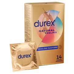 Durex Natural Feeling Kondome – Latexfreie Kondome aus Real-Feel-Material & mit anatomischer Easy-On-Form – 14er Pack (1 x 14 Stück)