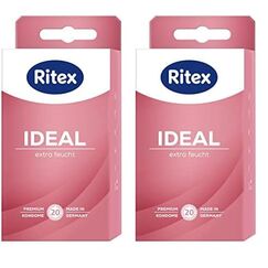 Ritex IDEAL Kondome, Extra feucht, extra Gleitmittel, 20 Stück, Made in Germany (Packung mit 2)
