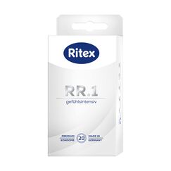 Ritex Kondome RR.1 – Gefühlsintensives Kondom 20 Stück für intensives Empfinden, Kondome mit Gleitfilm & seidenzarter Oberfläche – Vegan, dermatologisch getestet, Made in Germany