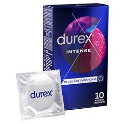 Durex Intense Orgasmic Kondome, gerippt und genoppt mit stimulierendem Gel, 10 Stück