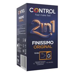 Control 2 in 1 Finissimo Original: dünne Kondome und Gleitgel in Einzeldosen – 12 Sets