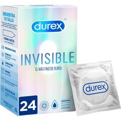 Durex Invisible Kondome – Kondome extra dünn für intensives Empfinden beim gemeinsamen Liebesspiel Extra Lubricated, Schwarz, Stück, (Pack of 24)