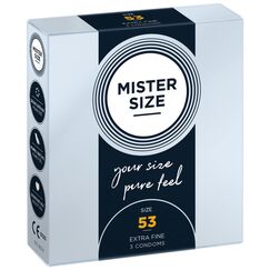 MISTER SIZE Kondome gefühlsecht hauchzart 53mm im 3er Pack/extra dünn, extra fein, extra feucht/aus 100% Naturkautschuk-Latex in deiner Größe XS - S/natural feeling 3er Packung
