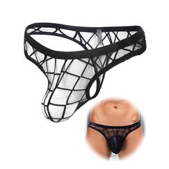 comeondear String Tanga Männer Sexy Unterhosen Durchsichtig Große Größen Gay Unterwäsche Erotische Slips Herren Dessous Reizwäsche für Sex Low Rise Thong Sissy Höschen Lingerie Men Underwear Schwarz,S