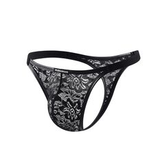 Mauro Kane Herren String Tanga Männer Sexy Spitze Strings Transparent G-String Unterwäsche Weich und Atmubgsaktiven Schwarz XL