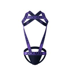 JOCKMAIL Herren-Geschirr mit Jockstrap-Body, sexy Herren-Schultergurte, G-String, Tanga, Schultergurt, Fitness, Einteiler, Violett, Large