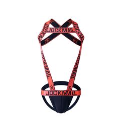 JOCKMAIL Herren-Geschirr mit Jockstrap-Body, sexy Herren-Schultergurte, G-String, Tanga, Schultergurt, Fitness, Einteiler, Ornage, Large