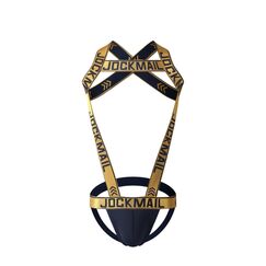 JOCKMAIL Herren Harness mit Jockstrap Bodysuit Sexy Herren Schultergurte G-String Tanga Schultergurt Fitness Einteiler, gelb, L