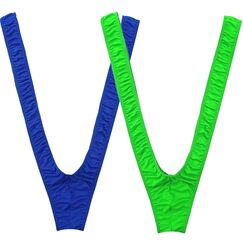 VemeFufu Sexy Herren String Borat Mankini Badeanzug, Outfit für Männer, Einheitsgröße, 2 Stück (A). Grün + A. Blau), One size