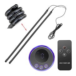 Jixaxe Estim Penisringe Elektro Schock 2 Stück Cockringe Faltbar Hodenring Reizstromgeräte Elektrostimulation Bondage Set mit Host und Fernbedienung SM Sexspielzeug für Männer Paare (Schwacher Strom)