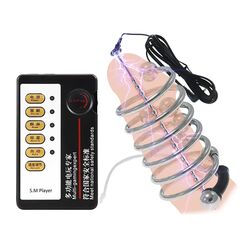 NAIXBTY SM Elektro Shock Edelstahl Perlen Harnröhren Dilatatoren Lang Elektrisch Harnröhrenplug Penisring Set Elektrische Stimulation Penis Plug Dilatator Extrem Sexspielzeug für Männer (Ring⌀32mm)