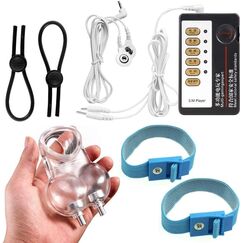 Hrekssi Elektrostimulation Reizstromgerät Testicles Bondage Gay Electrostimulation Set Penis Stick Ball Loop with Remote Control Extrem Folter Sexspielzeug Massager für Frauen Männer Paar