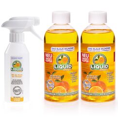 Das blaue Wunder Liquid Orange Orangenreiniger 2 x 500 ml Konzentrat, Allzweckreiniger für den Haushalt, Universalreiniger für Küche Bad Auto, inkl. Sprühflasche