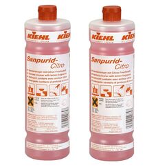 Sanitärreiniger - Kalklöser - WC Entkalker - Urinsteinlöser | mit Profi Microfasertuch rot (2 Flaschen=2 Liter)