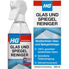 HG Glas- & Spiegelreiniger, streifenfreier Glasreiniger, entfernt schnell Fett & Schmutz von Fenstern und Oberflächen, Sprühflasche - 500 ml