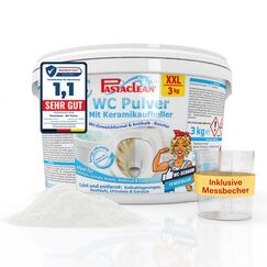 Pastaclean WC Pulver XXL 3 kg – Extra starker WC-Reiniger & Urinsteinentferner mit Pinienöl – Keramikaufheller & Bleaching-Effekt – Kalkreiniger & WC-Schaum gegen Urinstein, Kalk & Ablagerungen