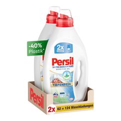 Persil Ultra Konzentrat Sensitive Gel (124 Waschladungen), Flüssigwaschmittel für Allergiker & Babys in kleinerer Flasche für weniger Plastik, entfernt hartnäckige Flecken, dermatologisch getestet