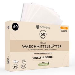 Cosmeau Waschmittel Blätter für Wolle und Seide - Frühlingsfrisch - bis zu 60 Waschgänge (60 Blätter) - Nachhaltige Waschmittelblätter - Plastikfrei & Perfekt als Reisewaschmittel