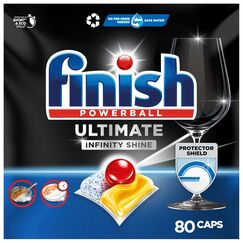 Finish Ultimate Infinity Shine Citrus Spülmaschinentabs – Geschirrspültabs für Tiefenreinigung, Fettlösekraft und Glanz mit Schutzschild – 80 Finish Caps