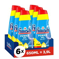 Finish Power Gel Citrus – Flüssiges Geschirrspülmittel für die Spülmaschine – 6 x 650 ml