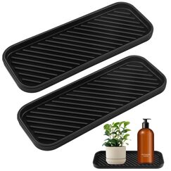 Smivyhp 2 Stück Silikon Spülbecken Organizer, Schwammhalter Spülbecken Küche, Abtropfmatte Spüle Schnelltrocknend Küche Schmal Organizer Silikonablage für Schwämme Bürsten Seife