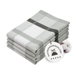 ZOLLNER 4er Set Geschirrtücher Baumwolle in 50x70 cm - saugstarke und robuste Küchentücher - waschbar bis 60°C – in grau kariert - Gastronomiequalität - Oeko Tex® Zertifiziert