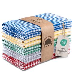 LAYNENBURG 10er-Set Premium Geschirrtücher kariert - 100% Baumwolle - 45x65 cm & Aufhänger - Oeko TEX Standard 100 - Küchentücher fusselfrei & modern - Vintage Küchenhandtücher (Mehrfarbig)