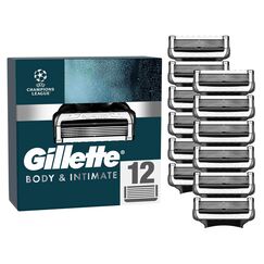 Gillette Body & Intimate Rasierklingen — 12 ORIGINAL Ersatzklingen für Nassrasierer, Klingen für Herren mit Verbesserten Gleitstreifen für eine Sanfte und Einfache Anwendung — Dermatologisch Getestet