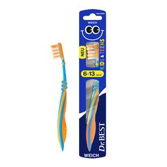 Dr.BEST Kids & Teens Zahnbürste, 6 bis 13 Jahre, Weich, 1 Stück, mit 4 Vorteilen für neue, bleibende Zähne