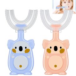 Fanshiontide Kinder U-Förmige Zahnbürste, 2 Stück Silikon 360 Grad für den Ganzen Mund, 2-6 Jahren, Manuelle Massage Zahnfleisch