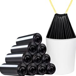 Toneco Müllbeutel 60L - MIT ZUGBAND - EXTRA BREIT & EXTRA STARK - 50 Beutel - reißfest & dicht - stabile Müllsäcke 60L - Fixierband Mülltüten -100% recycelt - für den Hausmüll - 2 Rollen à25 (50)